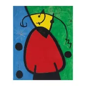 【藝術掛畫】 Joan Miro 米羅 -- 在夜晚中的女人和鳥