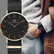 Daniel Wellington DW 男錶-40mm/玫瑰金框 Classic Cornwall 經典極簡帆布帶手錶 DW00100148