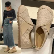 (店+)雪靴女冬季加絨加厚保暖棉鞋戶外媽媽舒適健走鞋厚底防水防滑運動鞋韓版黑色復古休閑鞋跑步減震輕便慢跑鞋大尺碼戶外登山滑雪鞋子