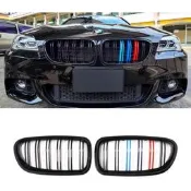 台灣現貨現貨 BMW 寶馬 F10 F11 M5 鋼琴亮黑 雙槓 三色水箱罩 改裝水箱護網 M色 大鼻罩 5系列 520
