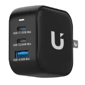 【UKKO】GaN III 65W 氮化鎵急速充電器-黑(GaN USB-C/USB 2C1A PD快充)