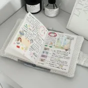 🌸臺灣出貨🌸書本保護套 國小書套 韓系夾 棉手作書衣 手賬本淺藍自嘲熊萌系布藝手賬本套 活頁本保護套 漫畫書套 小說