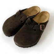現貨 Birkenstock Boston 麂皮半包拖鞋 男女 深棕色 勃肯波士頓懶人鞋 穆勒鞋 休閒涼鞋0060901