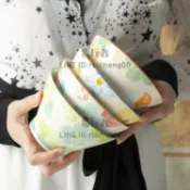 日式陶瓷吃飯碗5英寸斗笠碗家用釉下彩四季陶瓷面碗小碗【步行者戶外生活館】