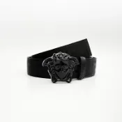 美國百分百【全新真品】Versace Jeans 凡賽斯 寬身皮帶 牛皮 歐洲精品 VJ 配件 黑色 DC33