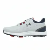ACS跨運動 Under Armour UA 高爾夫球鞋 Drive Medal 寬楦 男鞋 灰 藍 防潑水 釘鞋 抓地 3028241011