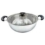 ◎超級批發◎三箭牌 MID-332W-004708 32cm 養生鴛鴦鍋火鍋適電磁爐瓦斯爐#304不鏽鋼附蓋+隔板 6L