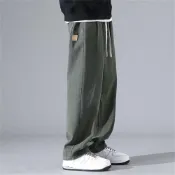 (店+)【B1 地下室】長褲 日系直筒闊腿褲 穿搭 古著 抽繩 顯瘦 褲子 休閒褲 工作褲 男裝 NL653163