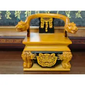 精雕雙色 『3寸6 神尊坐虎椅』實木雕刻 虎爺椅 神椅 神明坐椅【靜福緣】
