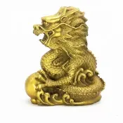 『富貴坊』【已開光】龍神座青龍漢龍黃銅龍神座 純銅龍擺件 催官 壓小人 化白虎 旺財運 富貴吉祥 化兇災  升官H01
