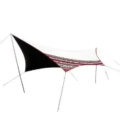 【Outdoorbase】100%防曬 耐水壓10000mm(彩繪天空蝶型天幕布月光白/藍花布)