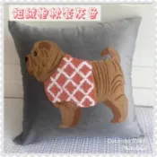 短絨毛刺繡立體沙皮狗抱枕套含枕心，現貨供應，超取限購2個