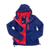 【Superdry】極度乾燥 潛水布 混藍/粉 女款 連帽 防風衣 單拉鍊 抓絨 刷毛 外套(刷毛 外套8412EG1)