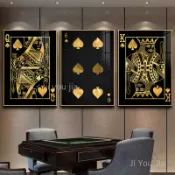 【台灣出貨 可客制化】棋牌室牆面裝飾畫 國王皇后裝飾畫 德州撲克牌掛畫 輕奢高級感掛畫 會所包間墻面壁畫 KTV酒吧墻面