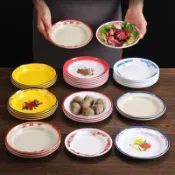 【家の好貨】搪瓷骨碟 中國風懷舊 託盤小喫 蘸料碟 搪瓷地攤火鍋菜盤菜碟密胺老式串串市井餐具懷舊商用餐廳小碗盤子