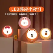 熊大感應小夜燈 熊大床頭燈 卡通小夜燈 LineFriends聯名款夜燈 起夜燈 兒童禮物 交換禮物 人體感應開關 夜燈