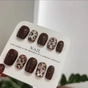 🍀臺灣出貨🍀【金錢豹】貓眼短方秋冬新款手工穿戴甲巨顯白短款高級氣質美甲