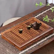港灣小站 【實木抽屜排水】茶盤 功夫茶具 茶臺 茶海 託盤 雞翅木 花梨木 家用簡約 抽屜式排水 乾泡濕泡兩用 防黴耐用好清理
