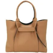 LONGCHAMP 3D 大型 壓紋小牛皮手提/肩背托特包(L/棕色)