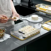 協貿國際日用品生活7館 餃子盒專用冰箱收納盒計時密封保鮮盒北歐風格廚房海鮮牛肉冷凍盒