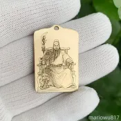 武財神關公像 實心黃銅吊墜 送禮佳品 關聖帝君掛件 男女款關羽 武財神配件 35*23*3mm 過香加持