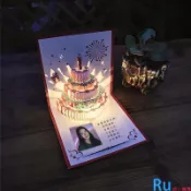 ⚡桃園發貨⚡立體生日賀卡私人定制照片文字音樂代手寫3D紙雕韓國創意員工禮物生日卡片 DIY手寫附信封 祝福