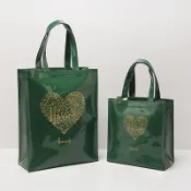 ♥墨綠愛心♥ 英倫名品 Harrods 大容量防水PVC購物袋 英倫風情哈洛德 手提袋便當袋 A4書袋 手提包 單肩女包