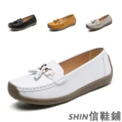 真皮女生懶人鞋 大尺碼女鞋 時尚軟面防滑莫卡辛鞋 透氣休閒鞋 彈力百搭款素面樂福鞋 日常便鞋 平底護士鞋 禮物現貨免運
