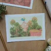 可愛原創插畫 馬鈴薯狗狗 明信片 要去哪裡?