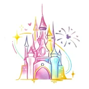 彩色 色鉛筆手繪風迪士尼城堡 公主城堡 煙火 迪士尼樂園 P 紋身貼紙 紋身貼
