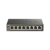 【D-Link】DGS-1008P 8埠port 1000M Gigabit超高速乙太網路桌上型無網管壁掛金屬PoE交換器GE switch Hub