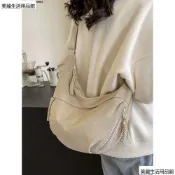 【臺灣發出】高級質感百搭大容量休閒餃子包 斜挎餃子包 女用斜背包 上課通勤帆布包 帆布袋 大容量包包 2024新款 韓國