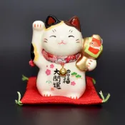 (店+)招福大開運 金福槌招財貓 錦彩陶器 日本正版 藥師窯 8.5cm kc980