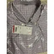 全新未拆 Uniqlo 男生 超柔棉府綢格紋長袖襯衫 S號