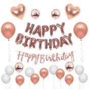 全球選品1館 生活百貨 生日氣球套裝生日快樂字母玫瑰金銀色裝飾佈置生日聚會派對