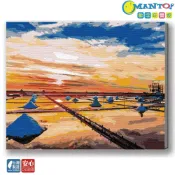 Manto數字油畫DIY【台南鹽田夕陽】台灣製-釘好內框套組 日本花海歐洲風景 成人減壓藝術 兒童啟蒙玩具 生日禮物