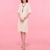 古典美 刺繡剪接洋裝【33107】茶禪服/中國風/國服/漢服/手染服/棉麻/亞麻/天然纖維