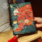 【原創國風刺繡】手工布書衣 手帳本 日記本 A5 A6 鳳凰涅槃 禮物 DIY