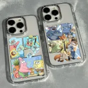 瘋狂動物適用iPhone18 17 16pro電鍍手機殼蘋果15pro可愛卡通派大星14/13化妝忌廉12pro創意女款