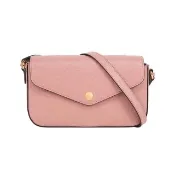 【GUCCI 古馳】大GG Logo 淡金釦信封造型斜背包/WOC(玫瑰粉)
