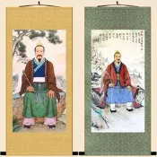 【葡東】長春真人丘處機祖師神像 全真派畫像卷軸掛畫 全真七子絲綢畫定制