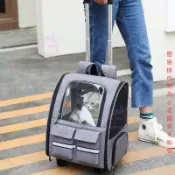【寵物外出】時尚貓包外出便攜寵物雙肩包大容量寵物拉桿箱透氣可摺疊寵物包