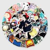 [滿99出貨]50張日漫宮崎駿動畫千與千尋龍貓卡通貼畫電腦行李箱汽車手帳貼紙