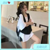 台灣出貨💕減齡顯高夏網紅馬甲T恤女寬鬆小個子兩件 大尺碼女裝 韓國女裝 海邊穿搭 休閒套裝 大尺碼套裝 渡假風穿搭 多