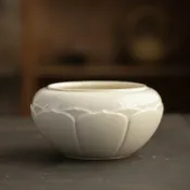 全球選品1館 生活百貨 草木灰浮雕蓮花茶洗建水家用陶瓷茶渣缸蓮華茶盂復古廢水缸茶道