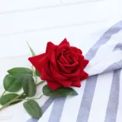  ⚡ 臺南出貨 ⚡單支彎把絨布玫瑰花 假花玫瑰花  家居仿真花 裝飾婚禮佈置 絨布花 絹布花 乾燥花玫瑰