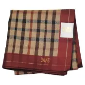 DAKS 經典格紋酒紅邊字母LOGO圖騰帕領巾(48CM)