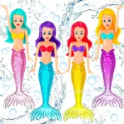 夏季潛水玩具兒童游泳池訓練戲水黑短髮夜光旋轉美人魚蛇