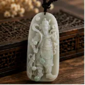 【台灣現貨｜附證書】天然翡翠關公玉牌｜緬甸玉武財神吊墜｜細雕關聖帝君｜招財鎮宅護身玉佩｜東方古風玉飾
