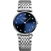 【LONGINES 浪琴】La Grande 嘉嵐真鑽石英女錶-藍x銀/29mm(L4.512.4.97.6)